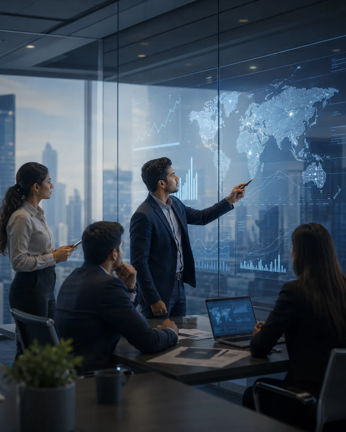 Business team analysing international market opportunities