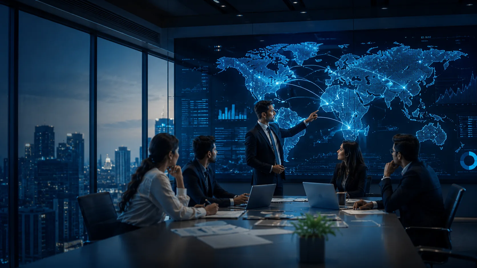 International market strategy team reviewing global opportunities